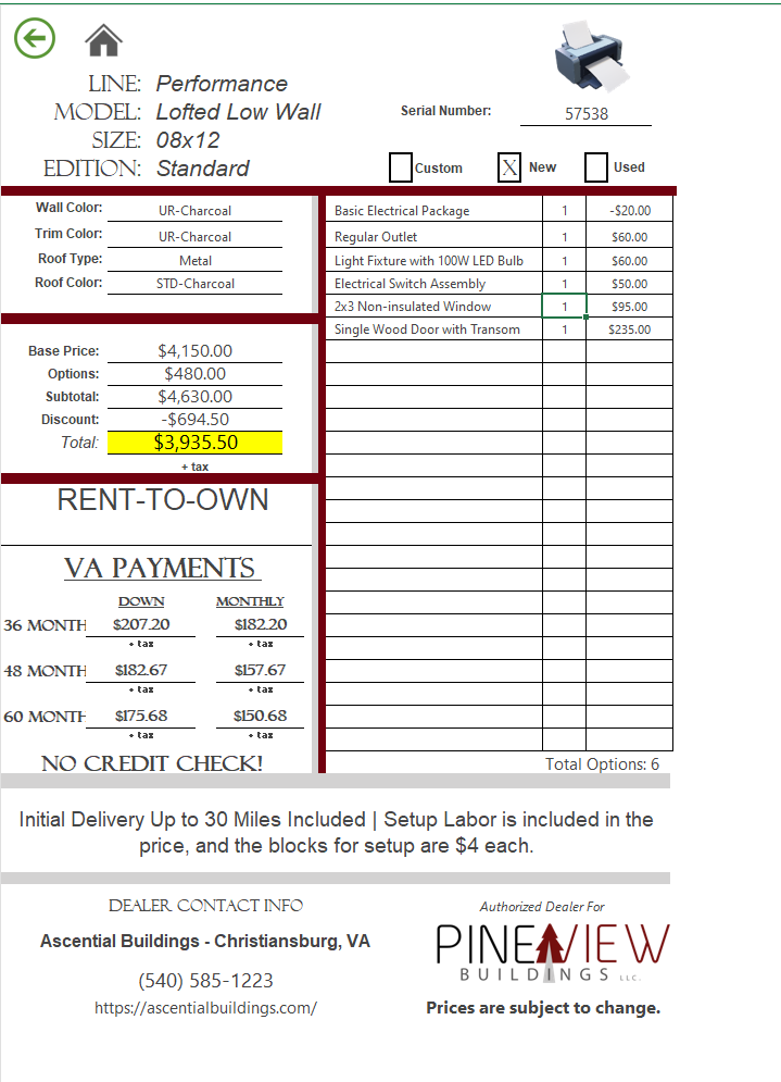 Thumbnail 3 for 8 x 12 Lofted Barn (Low Wall)