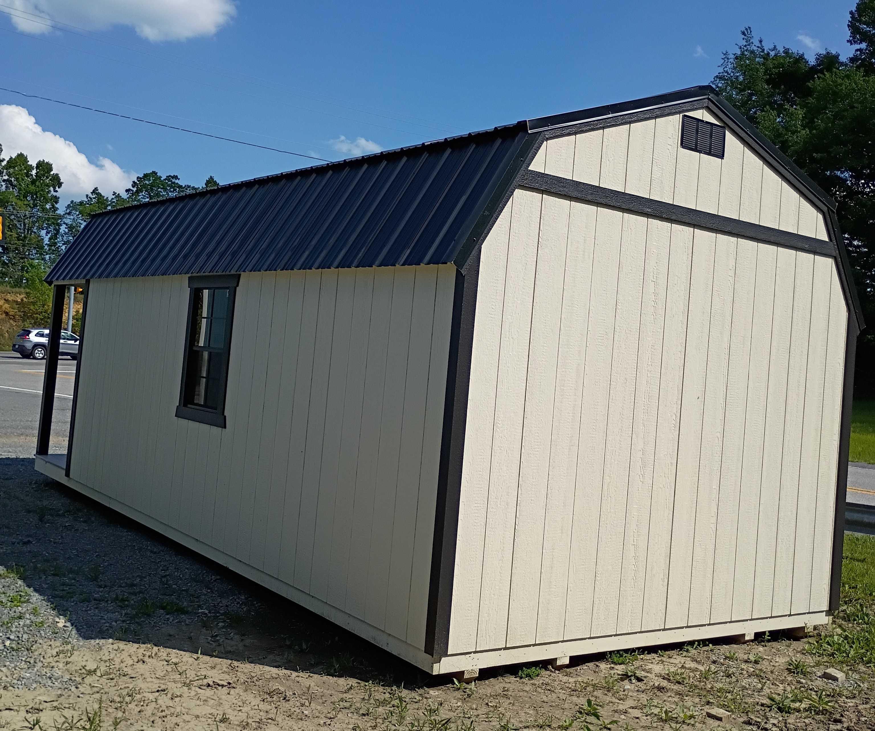 Thumbnail 2 for 12 x 24 Lofted Barn End Porch (Low Wall)