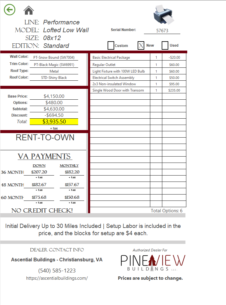 Thumbnail 3 for 8 x 12 Lofted Barn (Low Wall)