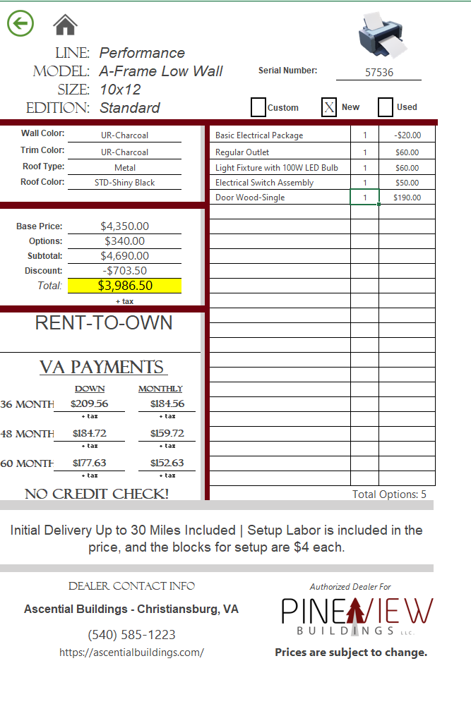 Thumbnail 3 for 10 x 12 A Frame (Low Wall)