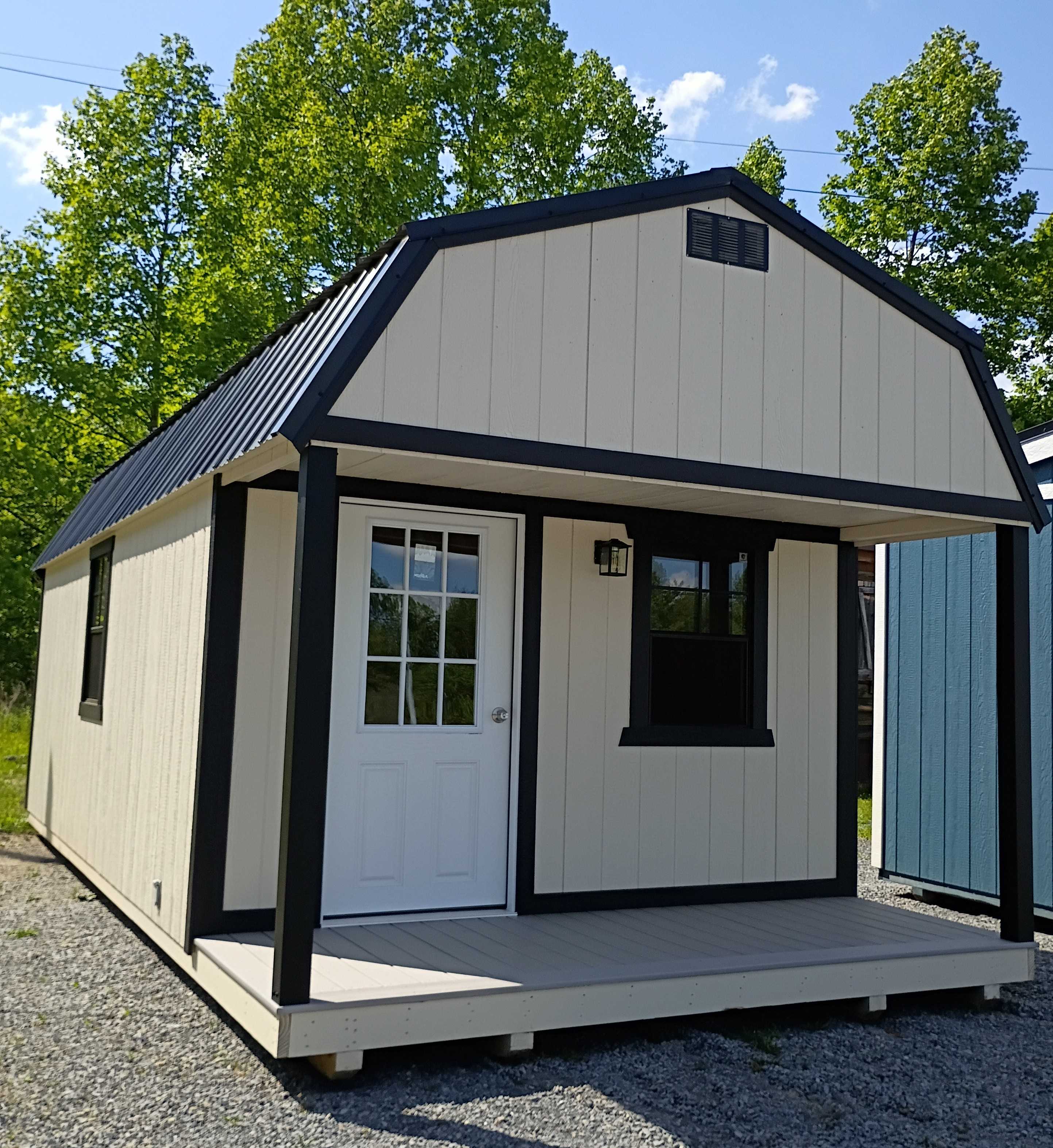 Image of 12 x 24 Lofted Barn End Porch (Low Wall)