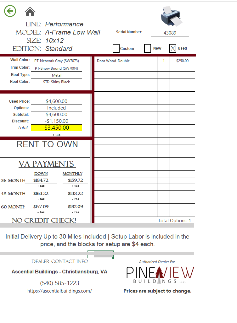 Thumbnail 4 for 10 x 12 A Frame (Low Wall)